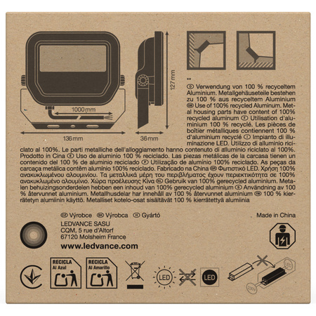 LED reflektor 8W 1100lm 3000K IP66 bílý LEDVANCE reflektor