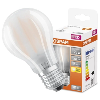 LED žárovka E27 A60 3W = 25W 250lm 2700K Teplá bílá 300° vlákno OSRAM STAR