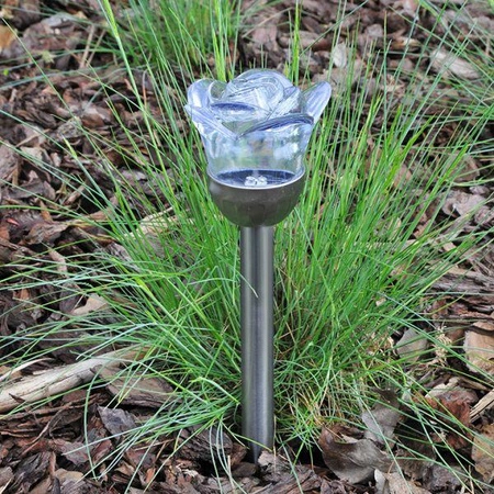 LED solární zahradní lampa ROSE 6500K Studená bílá a RGB GOLDLUX (Polux)