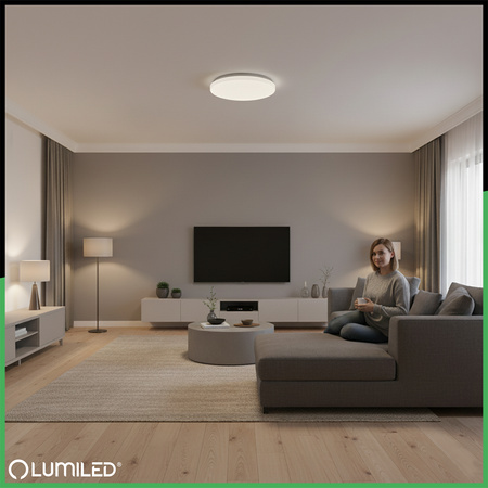 Plafond LED světlo pro povrchovou montáž SALUS2 48W IP44 CCT White Round 40cm + LUMILED PILOT