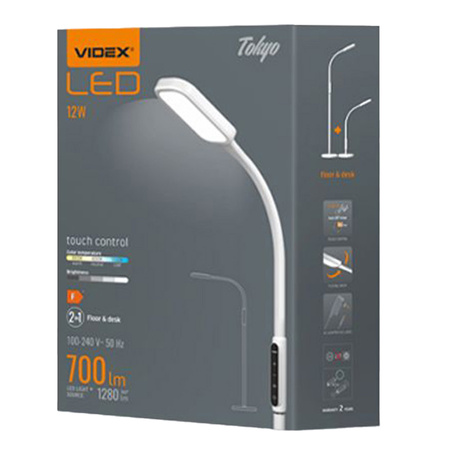 Stolní lampa 2v1 LED 12W 3000K-5500K CCT Stmívatelná dotyková bílá