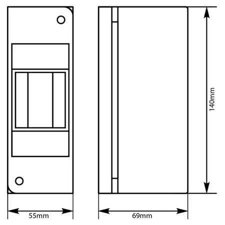 Modulární rozváděč 1x2 Povrchová skříň IP30 S-2 C.2016 PAWBOL