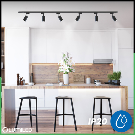 Osvětlovací lišta 2m + 6x reflektor lištový, GU10 Černá SAGI LUMILED