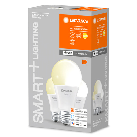 3x LED žárovka E27 A75 14W 1521lm 2700K Teplá bílá LEDVANCE SMART+ WiFi Stmívatelné
