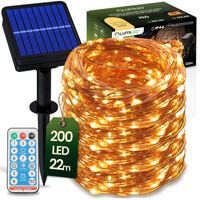 Solární zahradní girlanda 200x LED Dekorativní drátkové osvětlení 22m 2700K Teplá + Dálkové ovládání FILO LUMILED