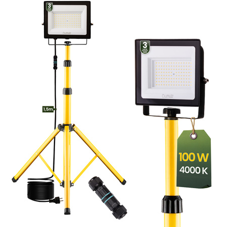 LED reflektor ZUNA2 Halogenová lampa 100W 4000K na stojanu + kabel + hermetický konektor LUMILED