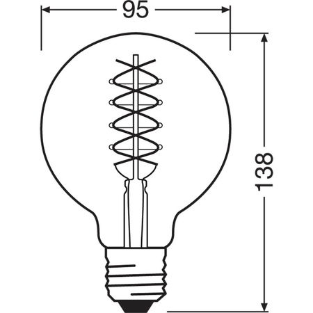 Dekorativní LED žárovka E27 G95 7.8W = 30W 360lm 1800K Teplá bílá 320° vlákno stmívatelné OSRAM Vintage 1906