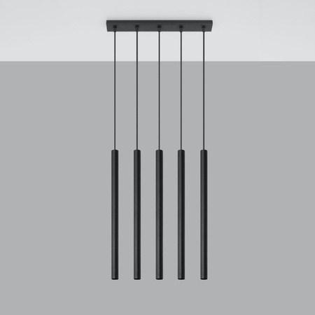 PASTELO 5xG9 Závěsné stropní svítidlo Minimalistické černé SOLLUX