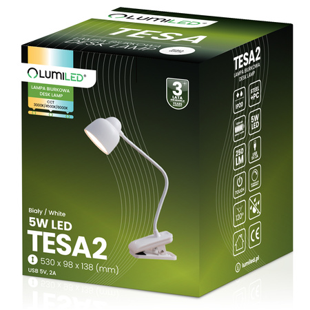 Školní stolní lampa LED 5W CCT TESA 2 White LUMILED