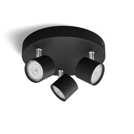 Stropní svítidlo LED STAR 3x 4,5W 2700K Stmívatelný reflektor Pohyblivé svítidlo černé PHILIPS