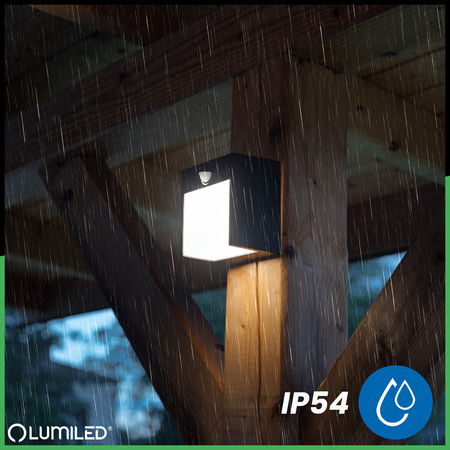 Zahradní nástěnná lampa LED Venkovní nástěnná lampa PIR IP54 12W 3000K RUBUS LUMILED