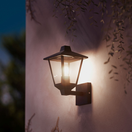 Zahradní nástěnná lampa Venkovní lucerna E27 IP44 černá Kinno Philips