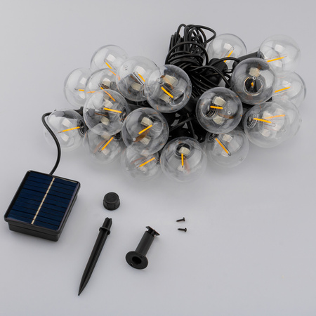 LED Solární řetěz, 20x LED Ozdobné Kuličky 11.58m 3000K Teplá bílá LOVO LUMILED