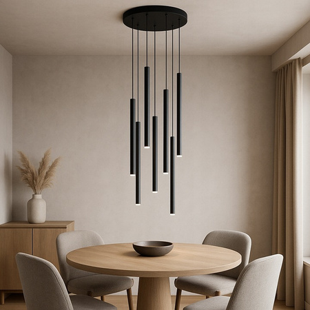 PIERO 7xG9 Stropní závěsné svítidlo nastavitelné černé kulaté MASTERLED