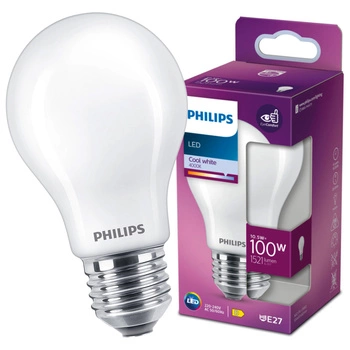 LED žárovka E27 A60 10.5W = 100W 1521lm 4000K Neutrální bila vlákno PHILIPS