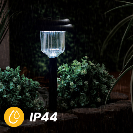 LED SOLAR zahradní lampa. černá. zapuštěná. 6000K. Studená bílá. 41cm