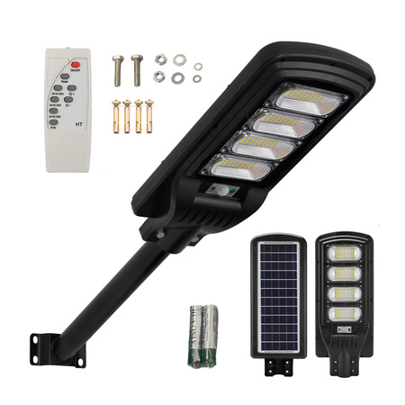 LED solární pouliční lampa 1500W 6500K Lucerna s držákem a dálkovým ovládáním