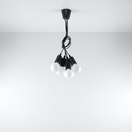 DIEGO LED závěsné stropní svítidlo 5xE27 závěsné černé SOLLUX