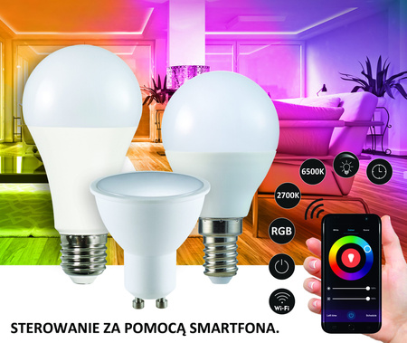 E14 G45 LED žárovka 5.5W 470lm 2700K-6500K RGB 150° GOLDLUX (Polux) Smart WiFi TUYA