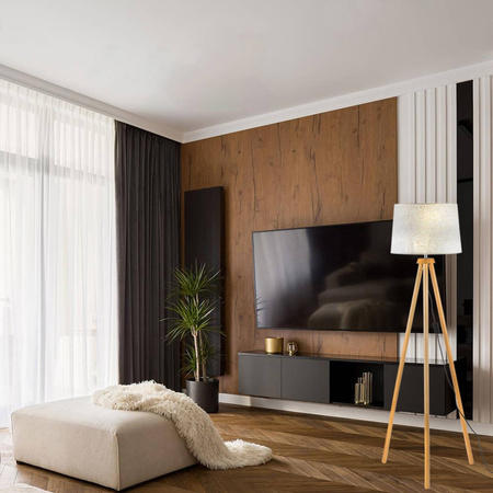 Stojací lampa E27, Nastavitelnou Výškou Béžová CLARA LUMILED