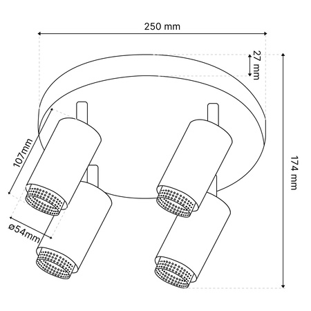 Reflektorové stropní svítidlo 4x GU10 Plafond ELIGIS Black LUMILED