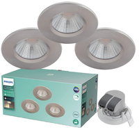 3x LED halogenové svítidlo DIVE 5,5W 2700K 350lm IP65 kulaté saténové stmívatelné PHILIPS