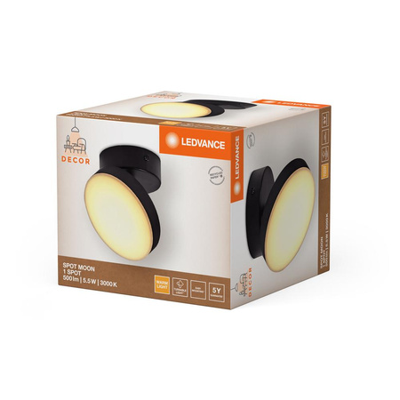 LED stropní nástěnné svítidlo pro povrchovou montáž 5,5 W 280 lm CCT Dekorativní černý bodový měsíc Ledvance