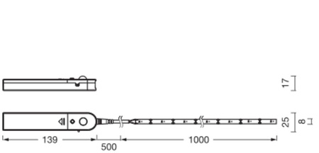 LED pásek 2W 3000K teplá baterie 1M bateriové pásky Ledvance