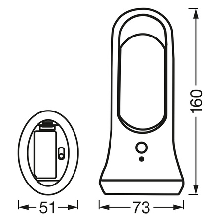 LED stojací lampa 0.65W baterie 6V 4000K Neutrální bila přenosná s pohybovým a soumrakovým senzorem 21cm NIGHTLUX LANTERN LEDVANCE