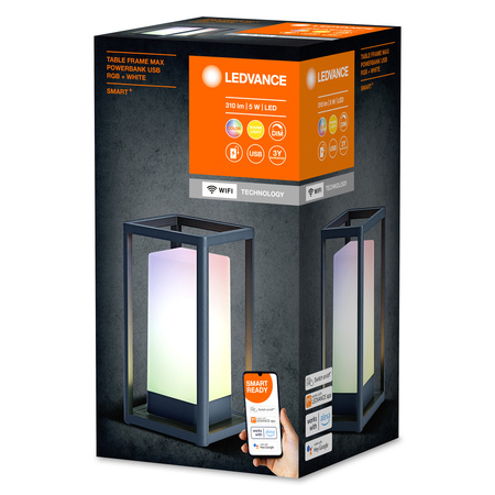 LED zahradní stolní lampa 5W USB 5V IP44 3000K Teplá bílá + RGB SMART + WiFi Stmívatelný rám Maxi LEDVANCE