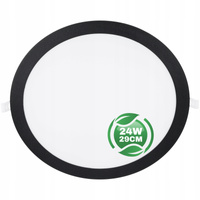 LED panel stropní 24W 4000K 1920lm 29cm kulatý zapuštěný držák černá ECOLIGHT