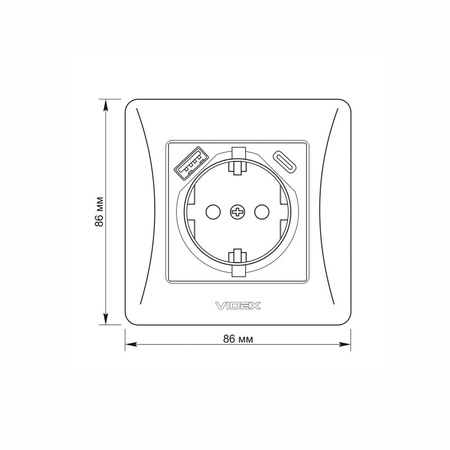 Jednoduchá zásuvka s USB-A+USB-C 16A pod omítku BINERA VIDEX bílá