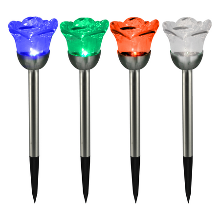 LED solární zahradní lampa ROSE 6500K Studená bílá a RGB GOLDLUX (Polux)