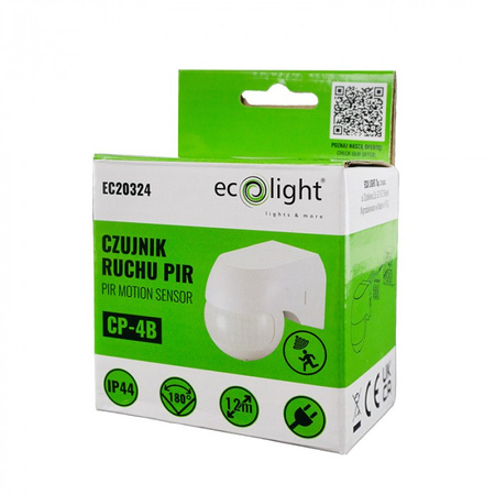 PIR senzor pohybu a soumraku IP44 Povrchová montáž bílá 12m 180° CP Ecolight