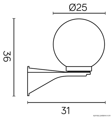 Venkovní zahradní lampa LED NÁSTĚNNÁ LAMPA KULOVÉ K 3012/1/KD 250 E27 Su-Ma