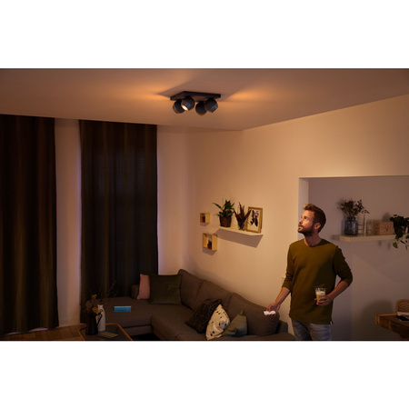 LED bodové stropní světlo Buckram Black 4x 5W CCT PHILIPS HUE Bluetooth + stmívač