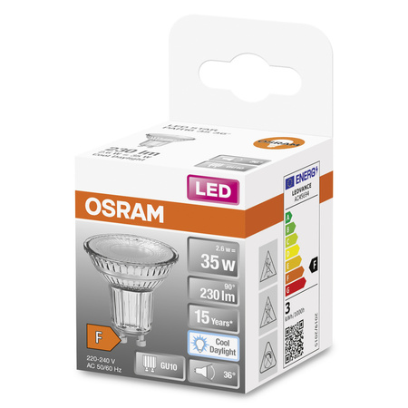 LED žárovka PAR16 reflektor GU10 2,6W = 35W 230lm 6500K studená bílá 36° STAR Osram