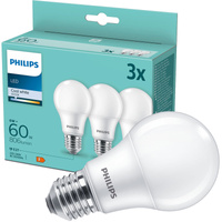 3x LED žárovka E27 A60 8W = 60W 806lm 4000K Neutrální bila PHILIPS