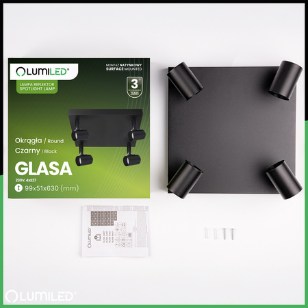 Stropní svítidlo Plafond SPOT TUBA Reflektor Halogenové svítidlo 4x E27 GLASA LUMILED