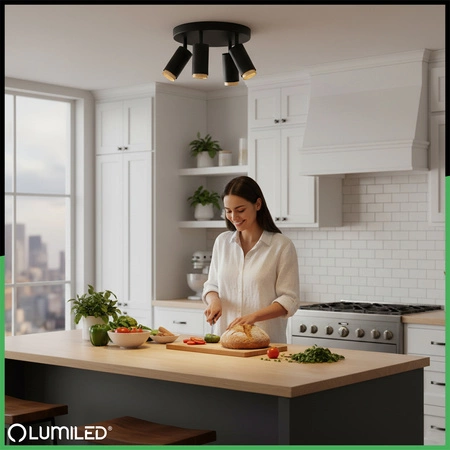 Reflektorové stropní svítidlo 4x GU10 Plafond ELIGIS Black LUMILED