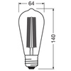 E27 ST64 LED žárovka 11W = 42W 500lm 1800K Teplá bílá 320° OSRAM Vintage 1906 Filament