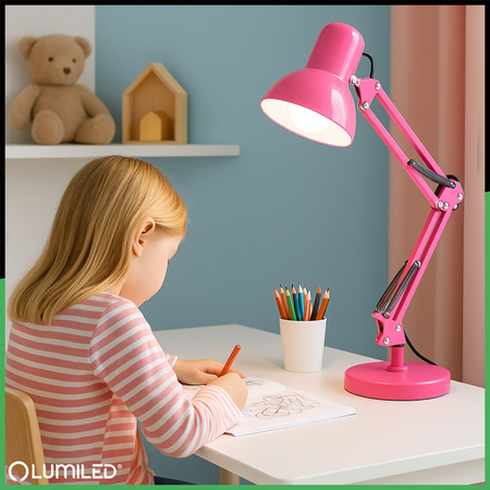 Stolní lampa E27, Růžová + držák na stůl TOBI LUMILED