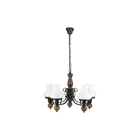 Závěsné stropní svítidlo Lustr 5x E27 Black Classic Petronel 7079 Rabalux
