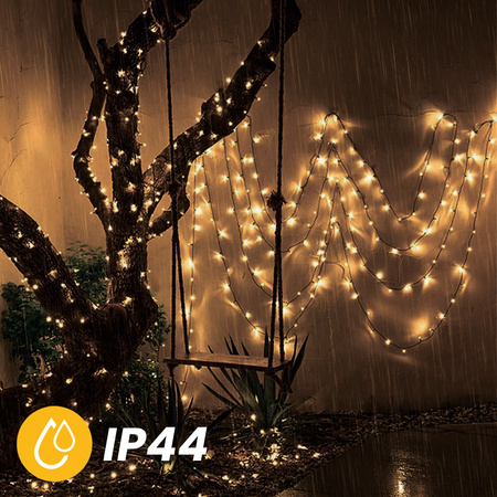 SOLÁRNÍ GARLAND 21.9m zahradní DEKORATIVNÍ 200x LED 3000K teplý SHINE GOLDLUX (Polux)