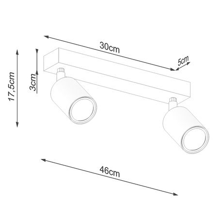 VERDO 2 2xGU10 Černé dřevěné moderní stropní svítidlo SOLLUX