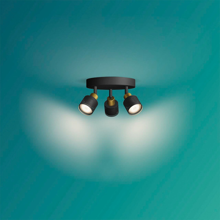 Reflektorové stropní svítidlo 3x GU10 černá-měděná Niall Philips