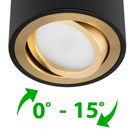 Povrchová montáž HALOGEN Bodové pohyblivé svítidlo AMAT-S INSERT Kulaté černo-zlaté 52mm LUMILED
