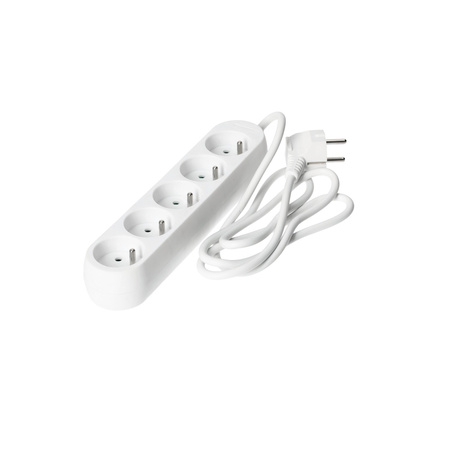 Prodlužovací kabel Zástrčka 5 x uzemněná zásuvka Napájecí pásek 1,5 m bílý Linea Kobi
