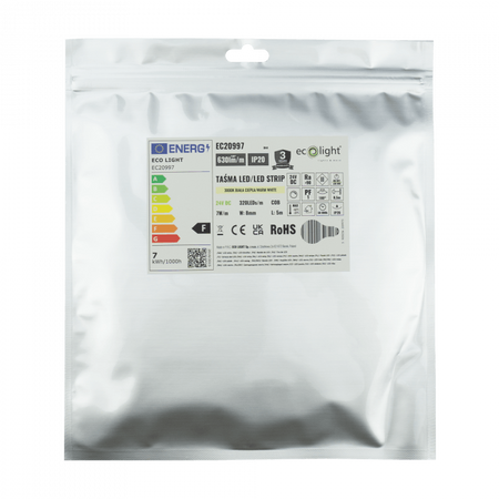 LED pásek COB 7W/m 630lm/m 320LED/m 24V 3000K Warm IP20 Roll 5m Ecolight