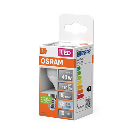 LED žárovka P45 Ball E14 4,9W = 40W 470lm 4000K Neutral 150° STAR CLASSIC Osram